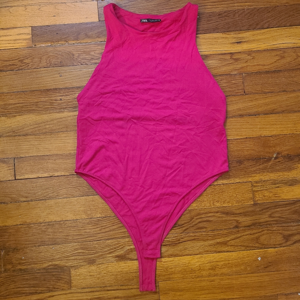 Zara halter neck bodysuit fuscia pink